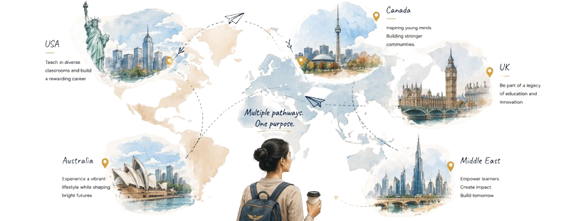 Teacher looking at the global teaching opportunity map